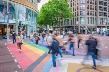 Regenboogvlagzebrapad / Progress Pridevlag in Utrecht